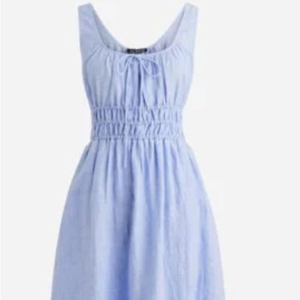 J. Crew Light Blue Linen Smocked Maxi Dress